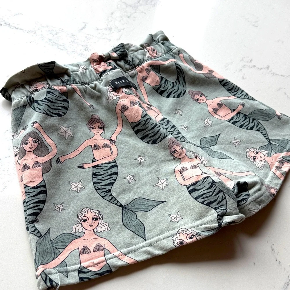 DEAR SOPHIE MERMAID Mint Green PAPERBAG Pull On SHORTS size 7/8 122/128 Medium
